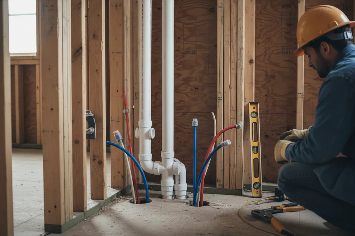 Drain and supply rough-in during Toilet Repair and Installation in Denison
