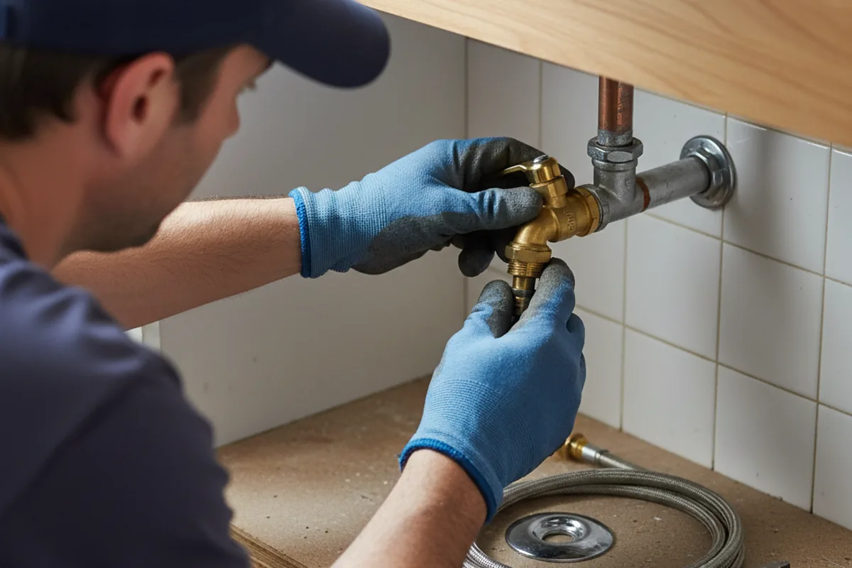 Shutoff valve and fitting work during Emergency Plumbing in Denison
